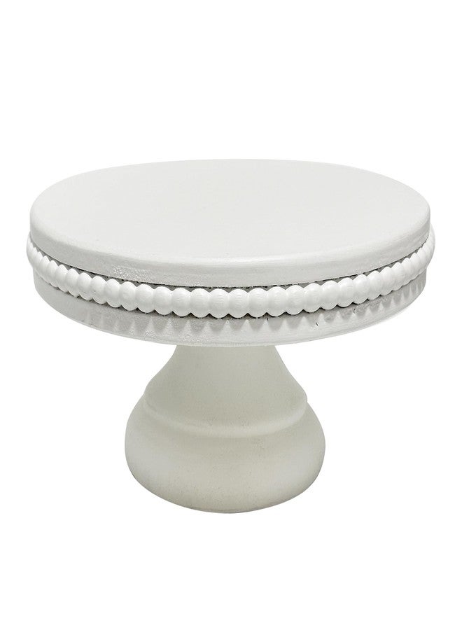 dwellington White Wash Display Wood Riser, 8.25inch Shabby Chic Pedestal Tray Decor with Beads, Farmhouse Display Stands for Coffee Bar, Bathroom, Kitchen Island (White) - Image 4